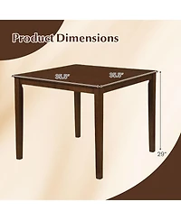Costway Farmhouse Dining Table for 4 People, 35" Square Kitchen Table with Rubber Wood Legs