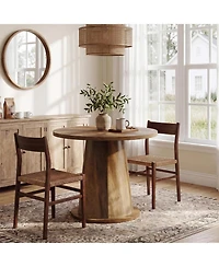 Tribesigns Small Round Dining Table for 2-4 People, 31.5" Wooden Kitchen Table with Thickened Tabletop, Mid-Century Modern Dinner Table