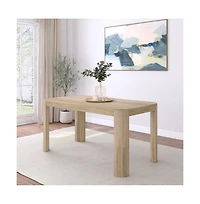 Plank+Beam Contour Dining Table, 60" Solid Wood Kitchen Table, Modern Round Table For 4, Wooden Rectangular Kitchen and Dining Table for Home, Blonde