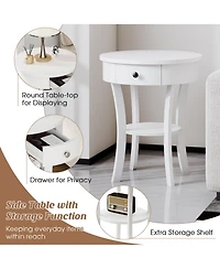 Costway 2-tier Side End Sofa Table Round Nightstand for Bedroom Living Room