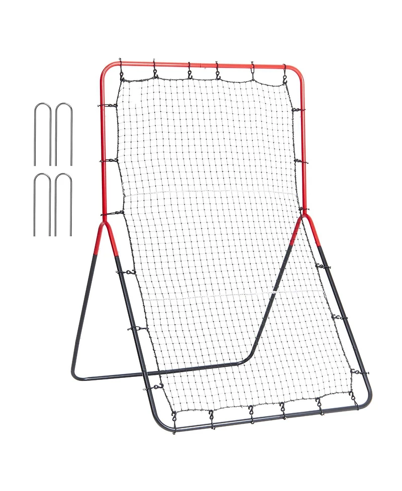 Hongge 3-Way Baseball and Softball Pitchback Rebounder Net 3 x 4.5 ft for Fielding and Throwing Practice
