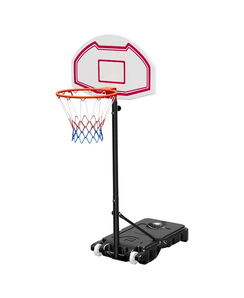Hongge Kids Portable Basketball Hoop 28 in Backboard Adjusting 5.2 to 6.9 ft with Rolling Wheels for Patio and Poolside