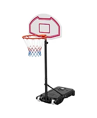 Hongge Kids Portable Basketball Hoop 28 in Backboard Adjusting 5.2 to 6.9 ft with Rolling Wheels for Patio and Poolside
