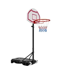 Hongge Kids Portable Basketball Hoop 28 in Backboard Adjusting 5.2 to 6.9 ft with Rolling Wheels for Patio and Poolside