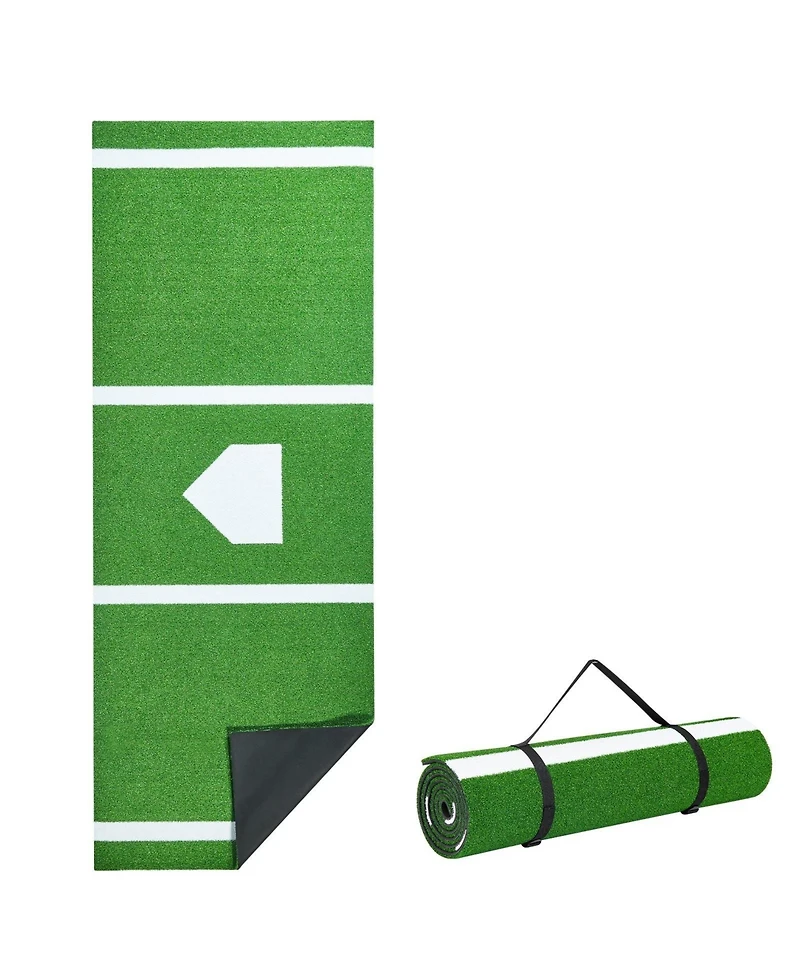 Hongge Baseball and Softball Hitting Mat 10 x 3.8 ft Anti-Slip Turf Batting Practice Aid with Stride Lines