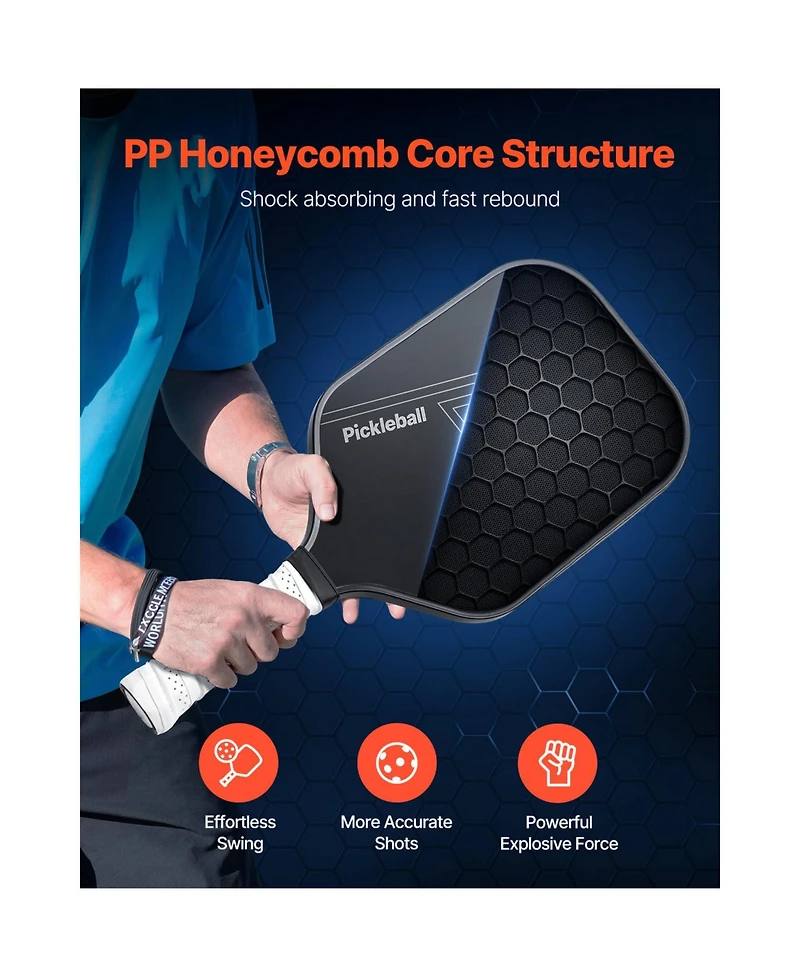 Hongge Professional Pickleball Paddle with T700 Carbon Fiber Surface and Pp Honeycomb Core for Power and Spin