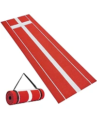 Hongge Softball Pitching Mat 10 x 3 ft with Pitching Rubber Stride Line and Antislip Foam Backing for Fastpitch Training