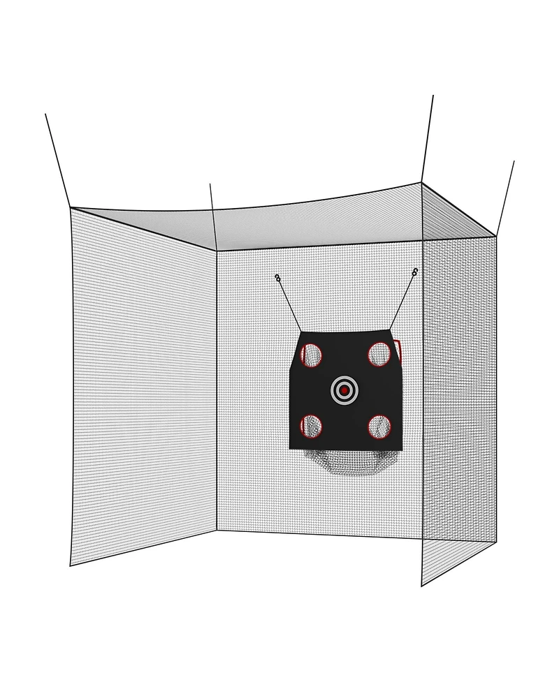Hongge Golf Driving Cage 10 x 10 x 10 feet with 3-Ply Knotless Polyester Net and 9-Hole Target for Backyard Practice