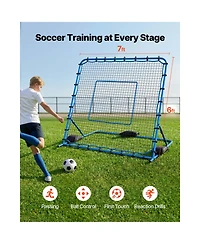 Hongge Quick-Switch Angle Soccer Rebounder 7 x 6 ft Heavy Duty Iron Frame Training Net for Teens and Adults