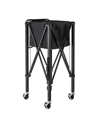 Hongge Foldable Aluminum Tennis Ball Basket Cart for 120 Balls Featuring Rubber Swivel Wheels and Storage Bag