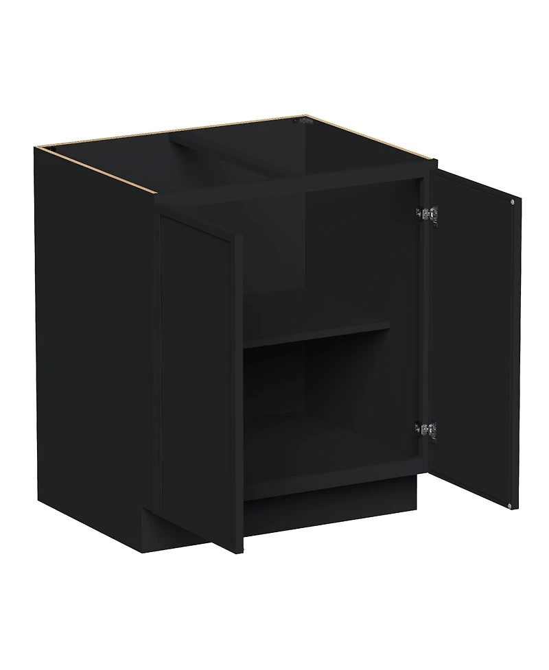 Boyel Living 30"W Full Height Door Base Cabinet, Ready to Assemble Kitchen Cabinet with Solid Wood Frame, Soft-Close Slides and Hinges