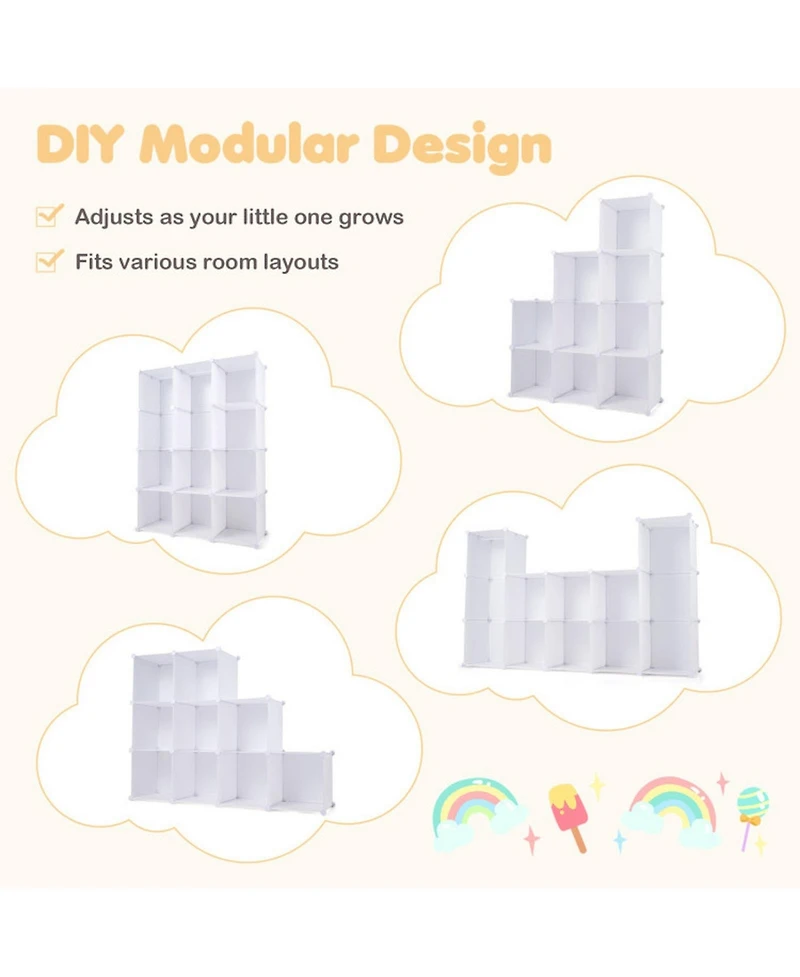 Hongge Stackable 10-Cube Kids Wardrobe Organizer with Hanging Rod