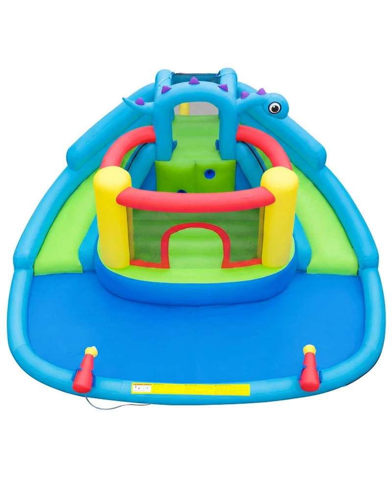 Hongge Dinosaur Inflatable Water Slide Bounce House with Double Slides and Splash Pool, Oxford Cloth, Holds 3 Players, Ages 3-10