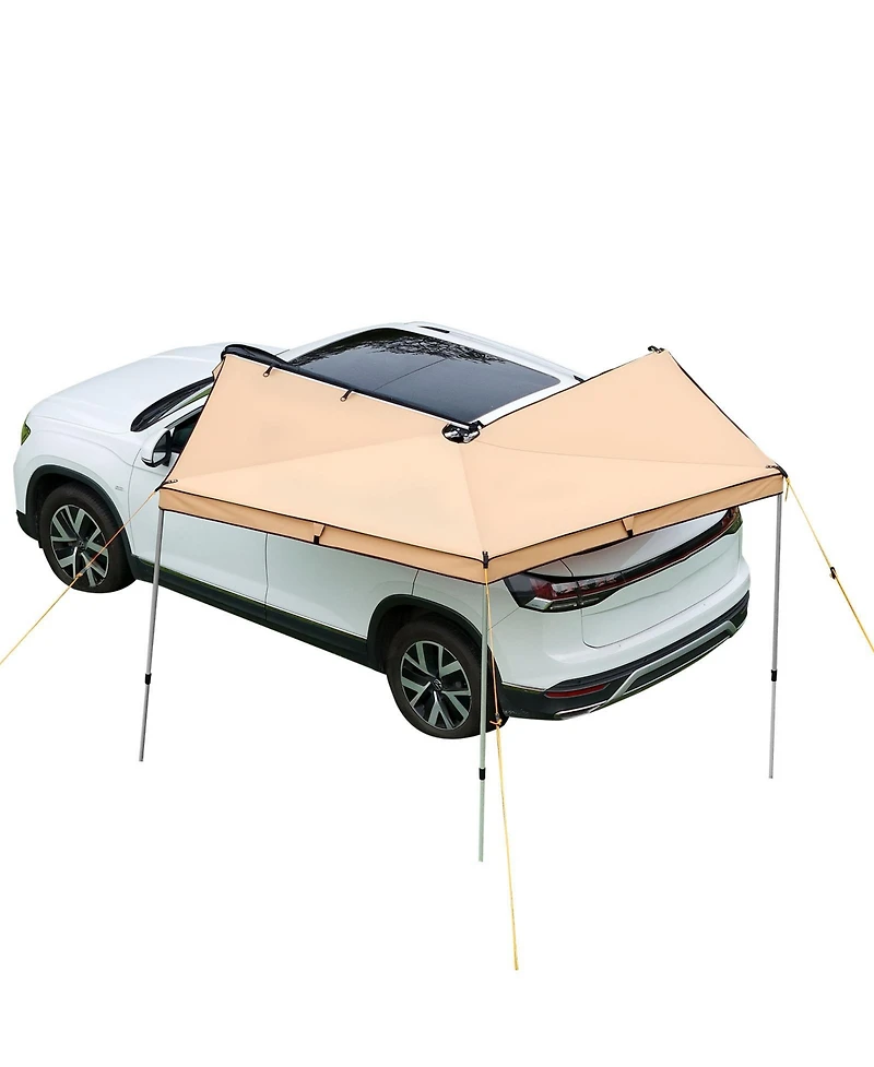 Hongge Retractable 270 Degree Vehicle Side Awning 52 Square Feet Waterproof Upf 50 Plus Shelter for Suv Van and Truck