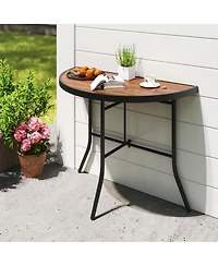 Gouun Outdoor Half-Round Folding Event Table with Metal Frame, 35.5 in Wide for Patio and Garden