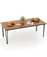 Gouun 79 in Acacia Wood Outdoor Dining Table for 8 with Umbrella Hole