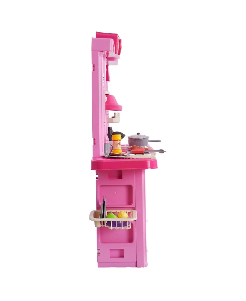 Hongge 3-in-1 Kitchen Playset with Lights and Sounds, 74 Cooking Accessories, Ages 3+
