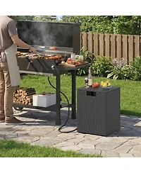 Gouun Rattan Propane Tank Cover Side Table with Flip-Top Lid