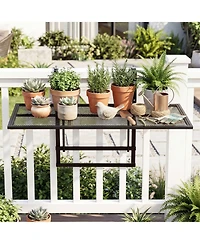 Gouun Folding Balcony Bar Table with 5-Position Adjustable Height