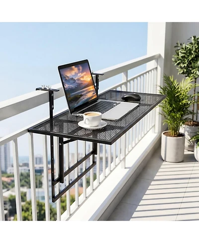 Gouun Folding Balcony Bar Table with 5-Position Adjustable Height