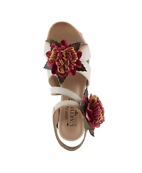 L'Artiste Women's Hooked 3D Floral Heel Sandal with Striking Style and Comfort
