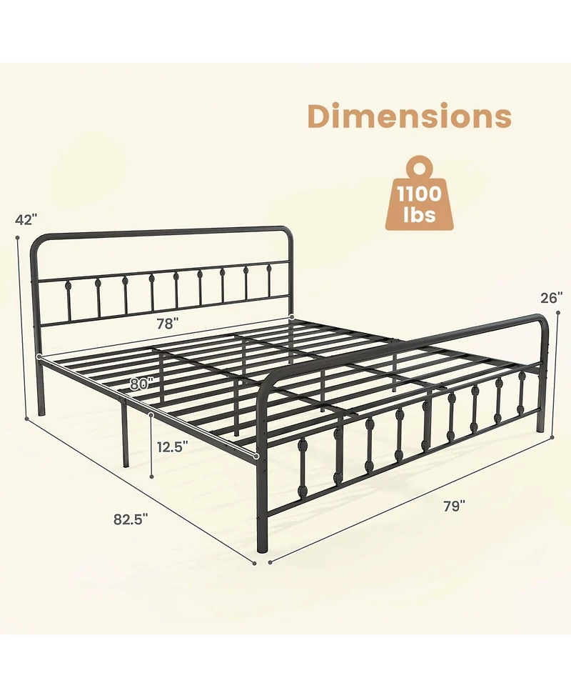 Costway Bed Frame with Headboard Under Bed Storage No Box Spring