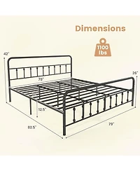 Costway Bed Frame with Headboard Under Bed Storage No Box Spring