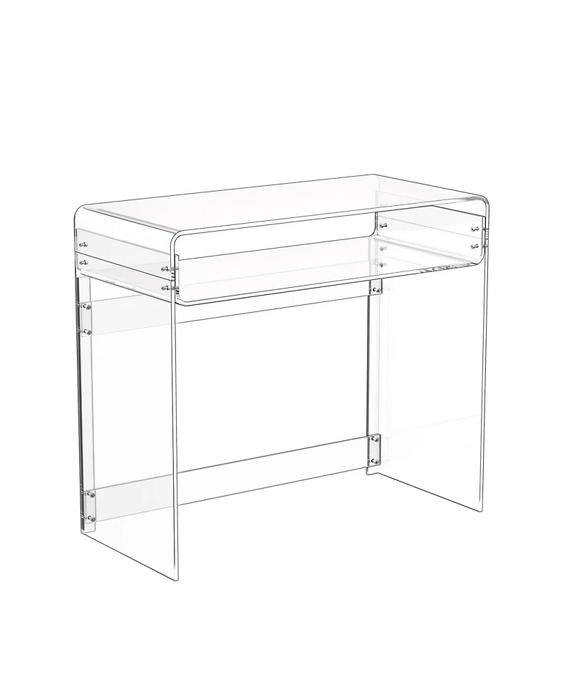 Slickblue Transparent Acrylic End Table with Lower Shelf, Modern Accent Table for Bedroom and Office-Clear