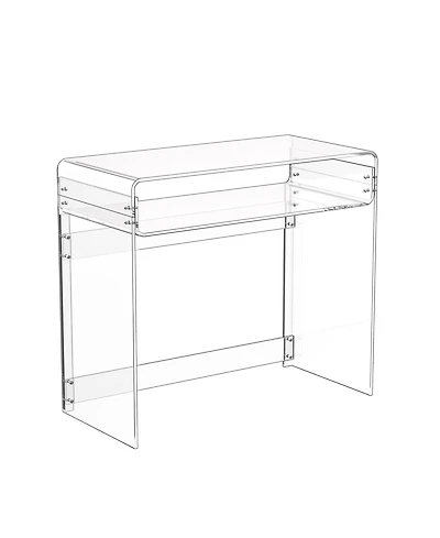 Slickblue Transparent Acrylic End Table with Lower Shelf, Modern Accent Table for Bedroom and Office-Clear