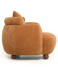 Maison Boucle Chenille Club Chair for Living Room, Nordic-Style Bucket Chair, Upholstery, Plush Cushioned Seat, Lounge Accent with Pillow