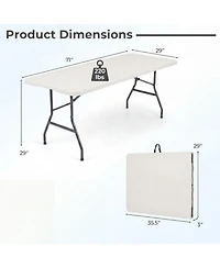 Sugift 6 Feet Plastic Fold-in-Half Camping Table