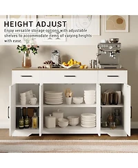 homfan 55" Farmhouse Sideboard Buffet Cabinet with 3 Drawers