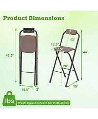 Gymax 2 Piece Folding Bar Stools with Ergonomic Seat and Comfortable Footrest Anti-Slip Feet