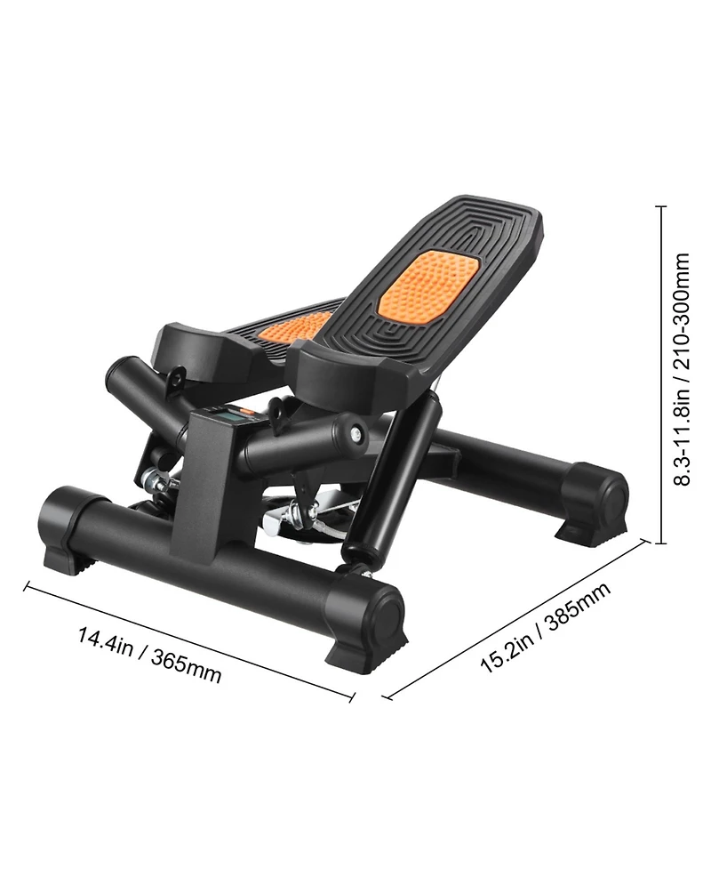 Hongge Hydraulic Mini Twist Stepper with Resistance Bands and Lcd Monitor 330 lbs Capacity for Home Cardio