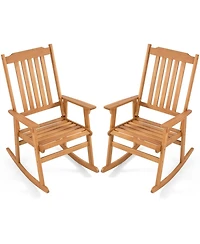 Sugift Acacia Wood Oversized Rocking Chair with High Back and Armrests for Outdoor Use (set - 2)