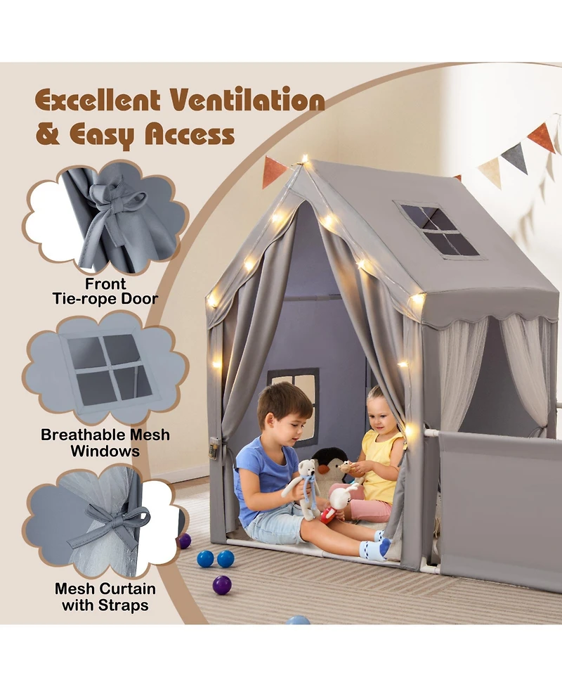 Sugift 2-in-1 Play Tent and Playpen Yard with Star String Lights, Ages 3+