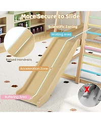 Sugift 8-in-1 Wooden Climber Playset with Slide & Monkey Bars, Ages 3-5