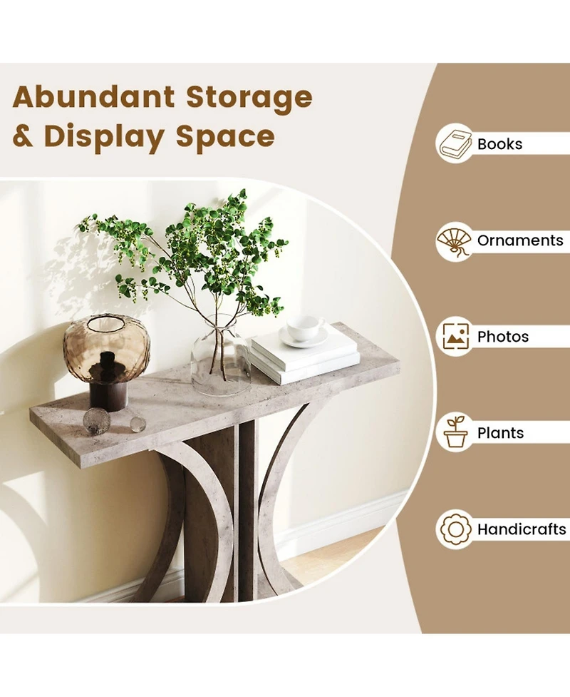 Sugift 39.5 in Rectangular Console Table with Geometric C-Shaped Frame for Entryway
