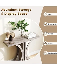 Sugift 39.5 in Rectangular Console Table with Geometric C-Shaped Frame for Entryway