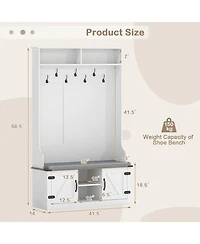 Sugift 4-in-1 68.5in Hall Tree Coat Rack with Cushioned Bench Shoe Storage and 7 Hooks
