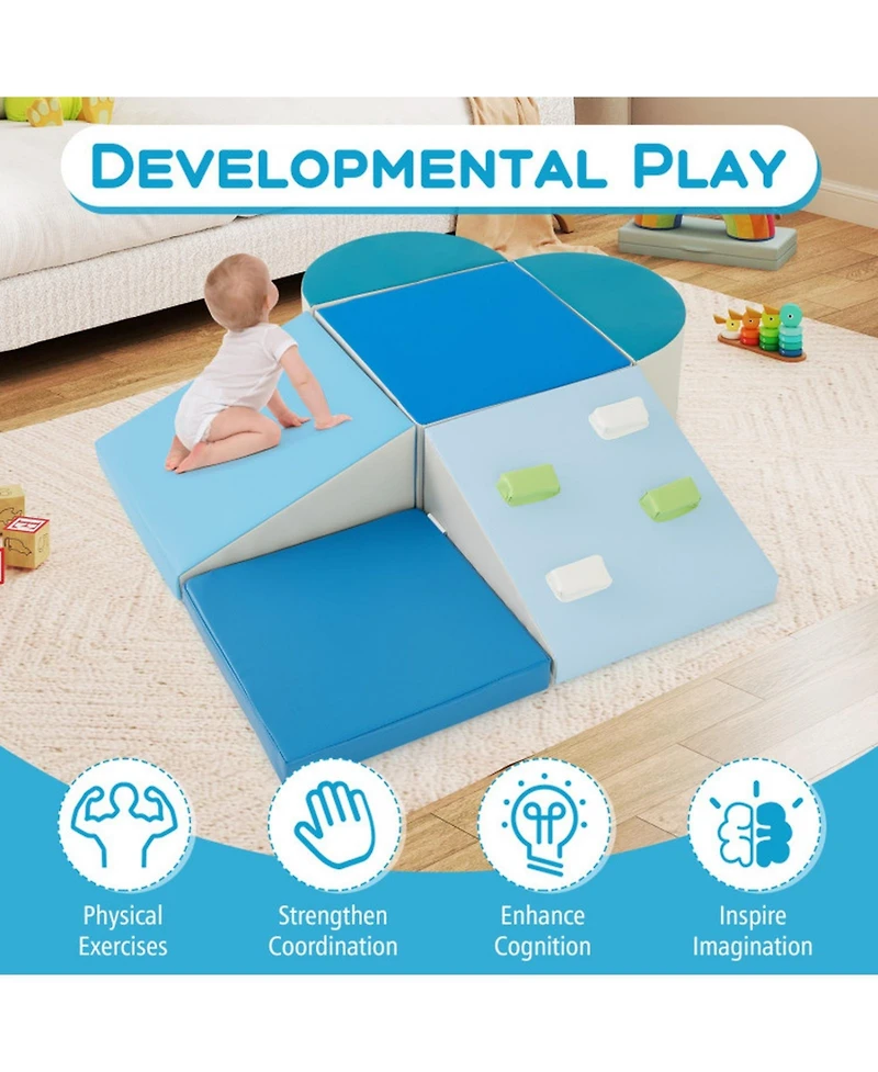 Sugift Soft-Play Foam-Climbing 6-Piece Playset, Ages 1+