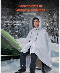 Hongge Wearable Waterproof Stadium Camping Blanket 79 x 59 in Polyester Fleece with Hook and Loop Fasteners