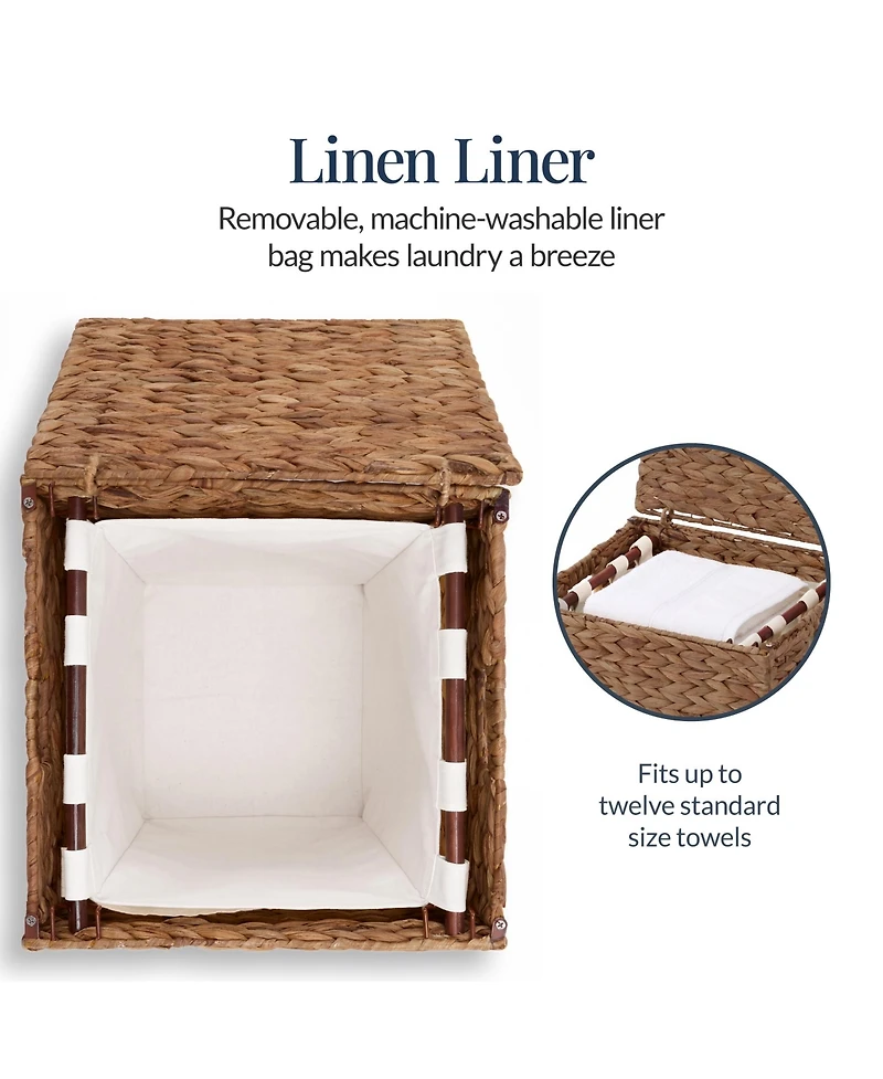 Best Choice Products Small Laundry Hamper With Lid, Handwoven Basket, Washable Liner and Handles