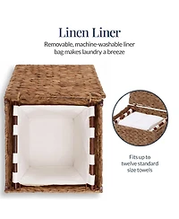 Best Choice Products Small Laundry Hamper With Lid, Handwoven Basket, Washable Liner and Handles
