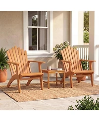 Sugift 2-Piece Solid Wood Adirondack Chair Set with Side Table for Deck Garden Porch