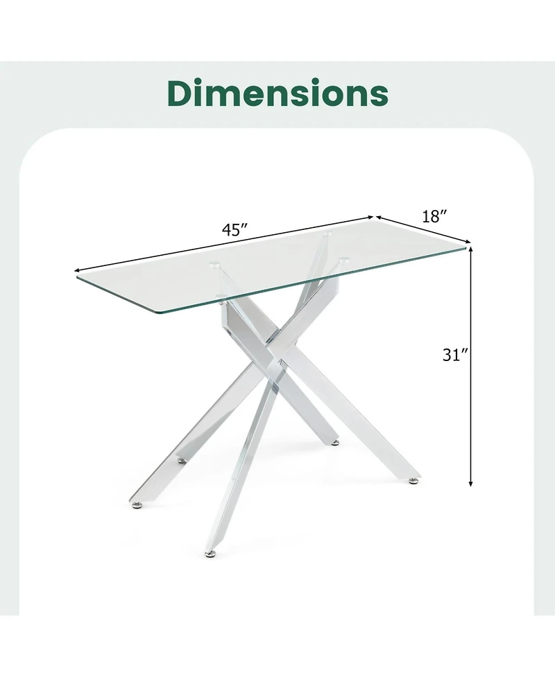 Slickblue Modern Glass Console Table with Clear Tempered Glass Top