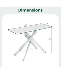 Slickblue Modern Glass Console Table with Clear Tempered Glass Top