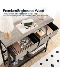 Slickblue 29.5-Inch Narrow Behind Sofa Table with Fabric Storage Drawers