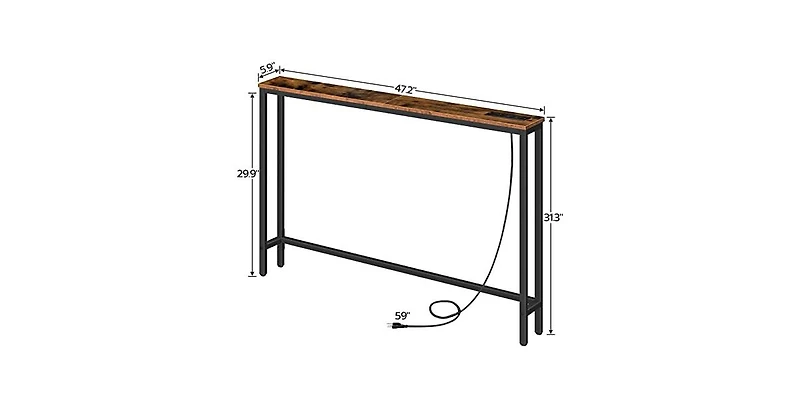 Slickblue 47.2-Inch Entryway Console Table with Power Outlet for Small Spaces