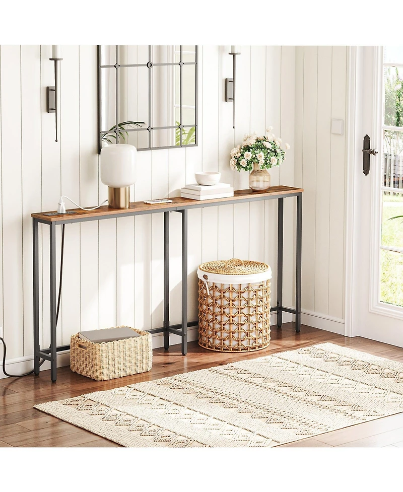 Slickblue 63-Inch Entryway Console Table with Built-In Charging Station